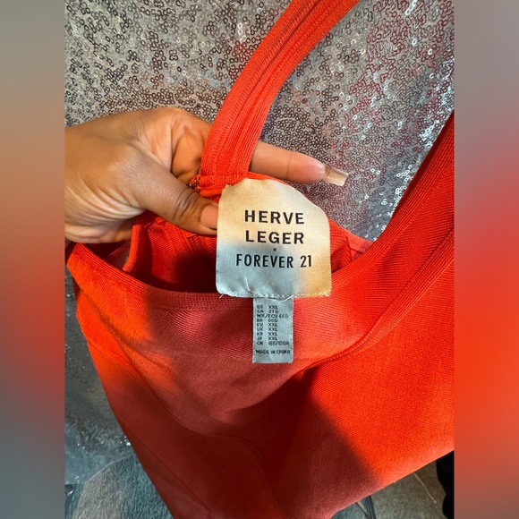 Orange One Shoulder Bandage Dress (Hervé Léger/F21) - Picture 5 of 6